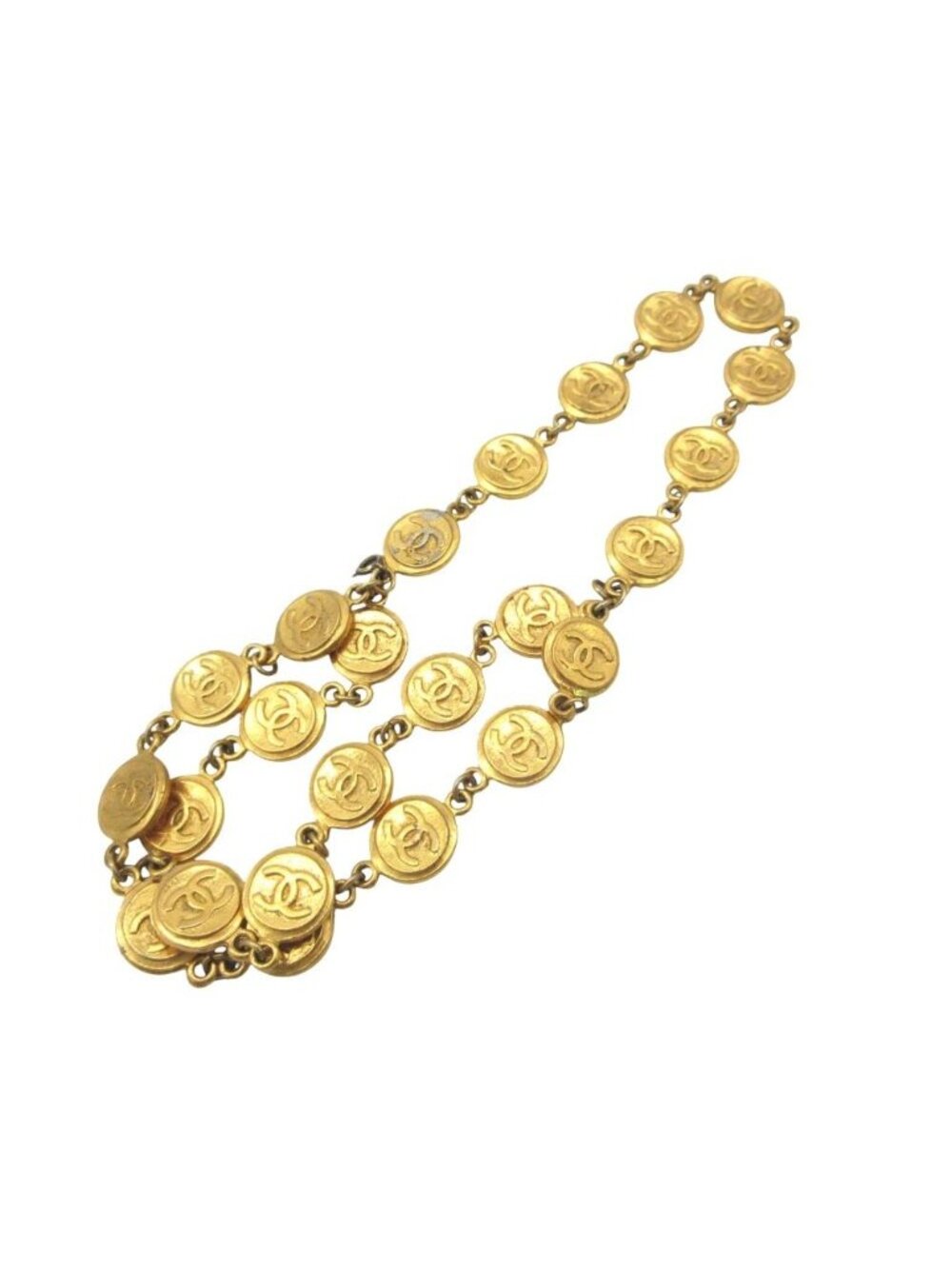Chanel Bracelet Vintage CC Logo Coin Triple Strand Gold